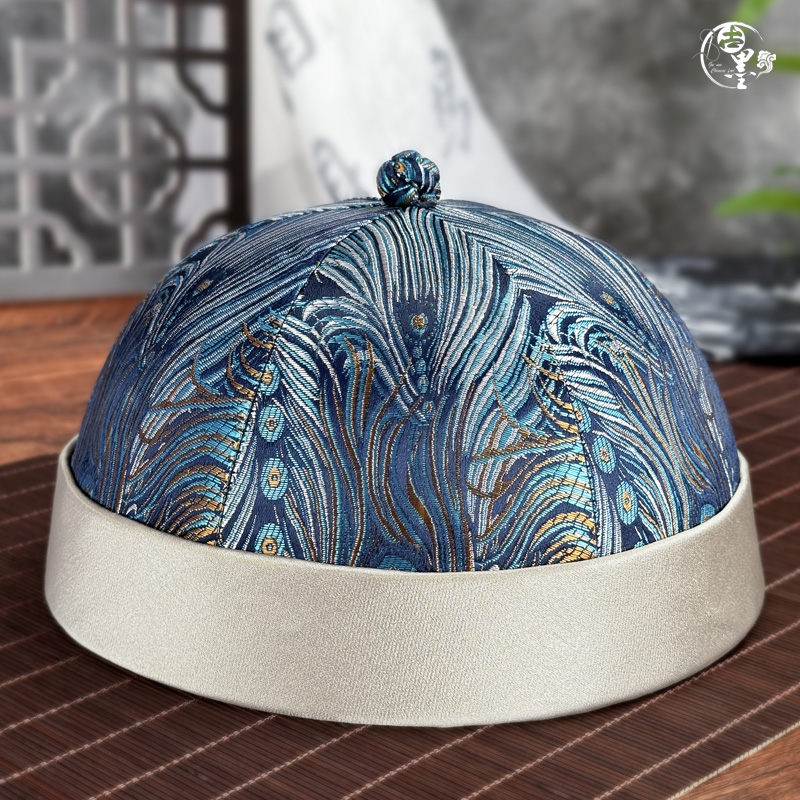 古墨原创设计地主帽子清朝手工无檐瓜皮帽男唐装复古表演影楼影视