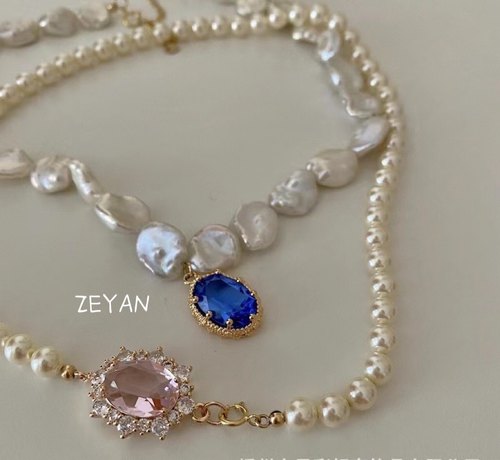 zeyan秋冬款画作配色项链大宝石