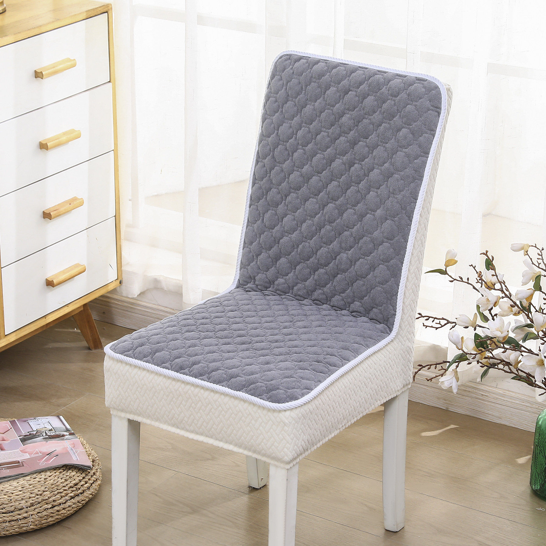 餐椅坐垫靠背一体防滑弹力椅子套简约椅罩现代夹棉通用软垫套中式,居家布艺,椅垫,淘宝优惠券,粉丝福利购,淘宝优惠卷