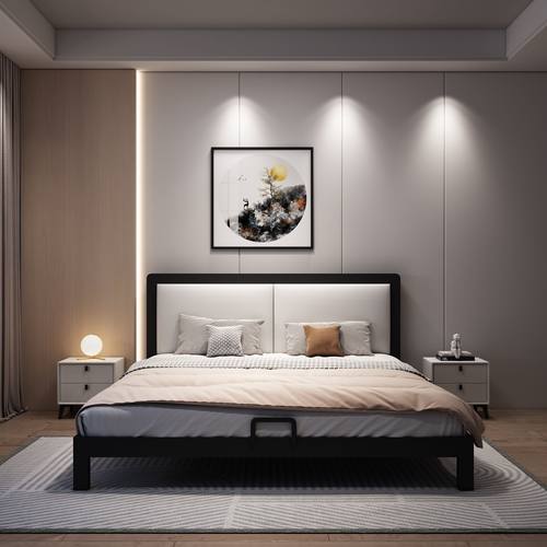 床1.8铁艺床铁床加厚双人床1.5单人现代简约公寓出租屋铁架无尾床