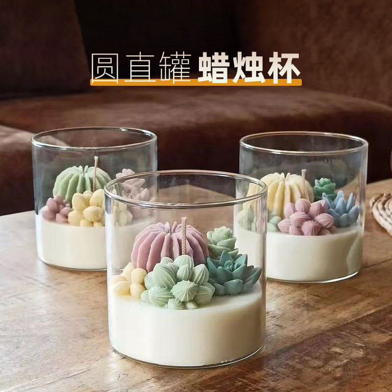 玻璃香薰蜡烛杯空杯装扮情人节烛光晚餐酒店民宿户外防风罩摆件