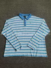 【Ceiling 925 Silver Buckle】25Ss Blue Striped All-Over Embroidered Lambskin Polo Long Sleeve Unisex Style