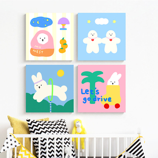 多巴胺趣味可爱卡通装 客厅卧室餐厅女孩房间儿童房ins挂画 饰画