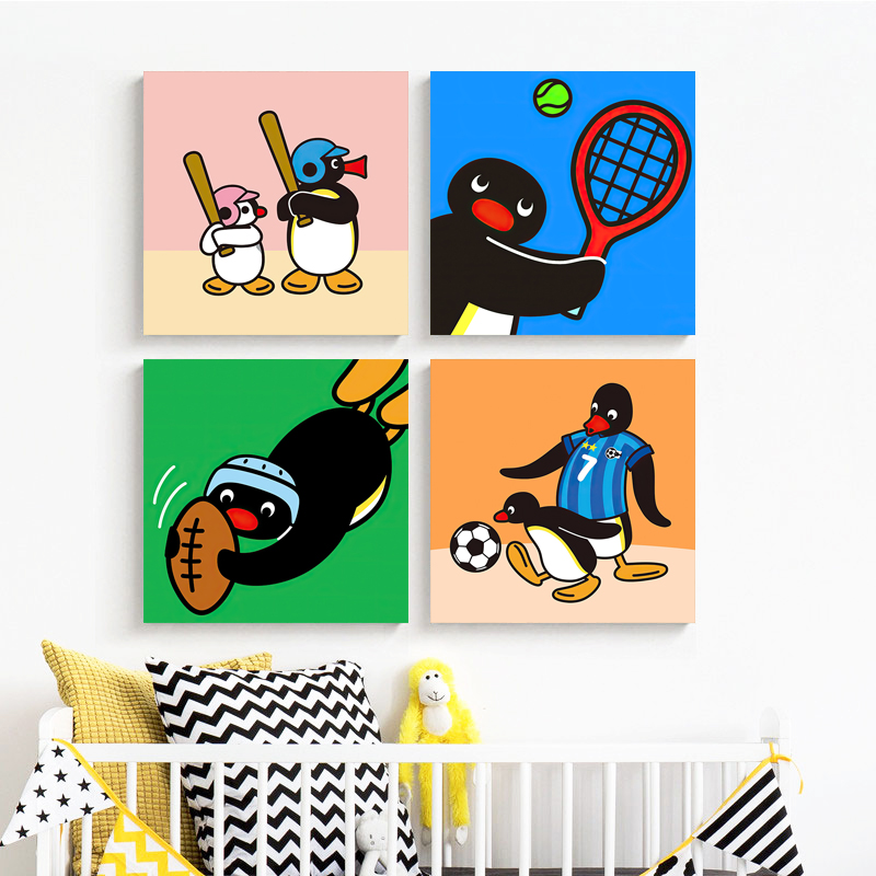 多巴胺可爱卡通企鹅装饰画