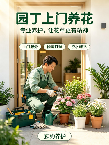 园丁上门养花浇水施肥修剪植物冬天做保温除虫园林割草机出租北京