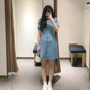 YT&UR青春女装夏季甜美立体花朵娃娃领牛仔连衣裙WL17SBNN2001