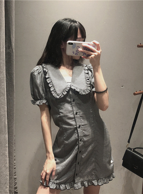 2020夏季新品青春女装气质花边娃娃领收腰显瘦连衣裙YU17R7EE2001