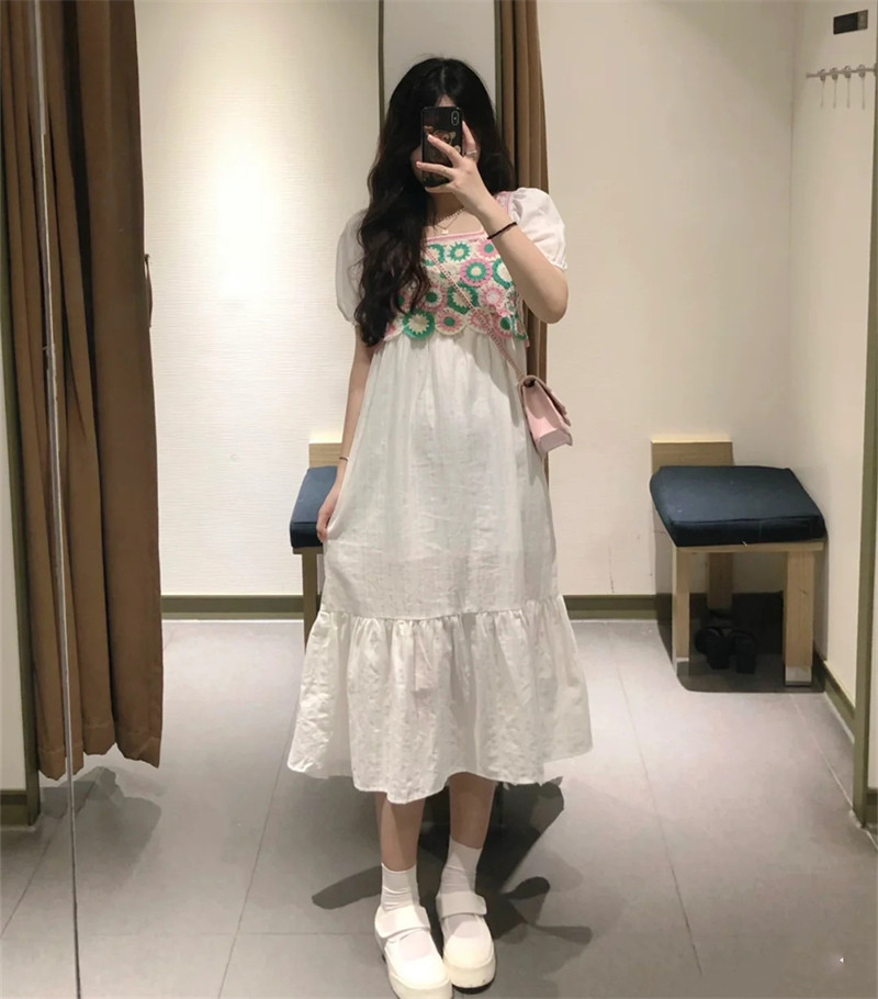 yt&ur秋季女装新品复古风森系少女感钩花拼接连衣裙wl29s9fe2001