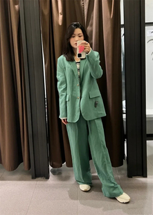 5427754 ZA女装 外套 5427419亚麻混纺中性松休闲西装 527 春夏新款