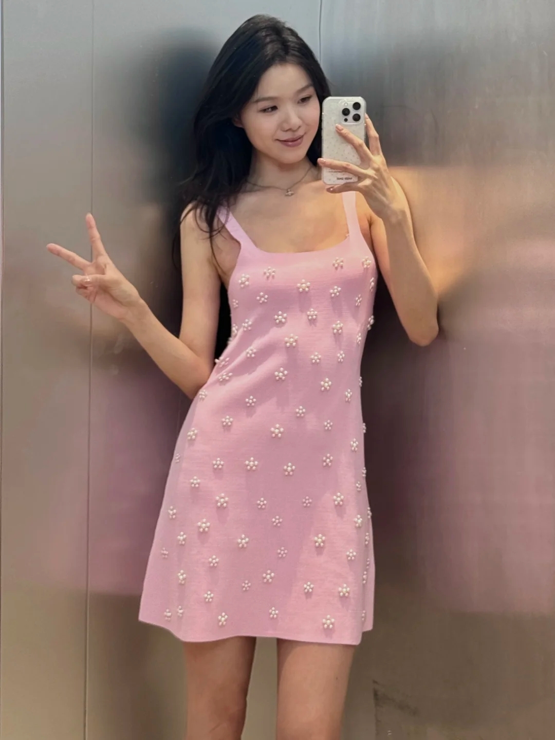 钉珠花朵2024夏季甜美减龄粉色