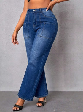 女裤高腰宽松女式牛仔裤大码女装裤子 jeans for women plus size