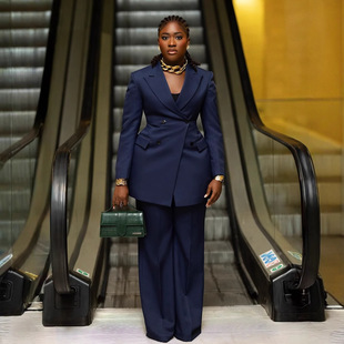 suits 长裤 欧美优雅优雅通勤翻领西装 两件套女 clothes women