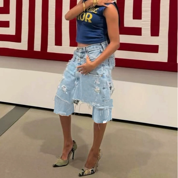 跨境女装休闲破洞牛仔裙裤女牛仔裤 summer jeans women trouser