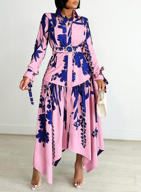 plus size dresses print women big size dress lady spring 3xl