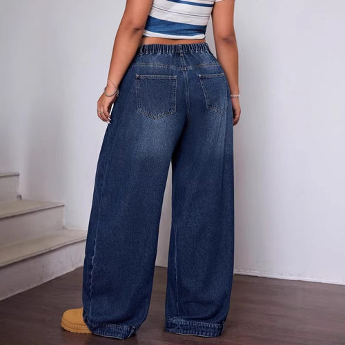 欧美风大码牛仔裤宽松阔腿牛仔裤女 women jeans plus size pants