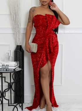 wedding dress red women long maxi party dresses big size 3XL