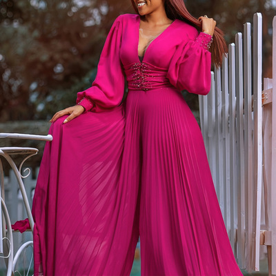 欧美跨境亚马逊大码宽松阔腿非洲连体裤 plus size jumpsuits new