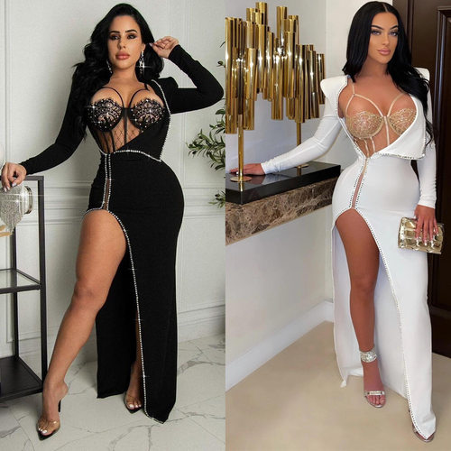 Sexy Dress Women Backless Party Dresses BLACK WHITE NEW 2022