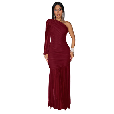 new fashion women dress solid color long maxi party dresses