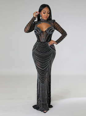 Evening Dress Party Sexy Birthday dress long black Maxi Dres