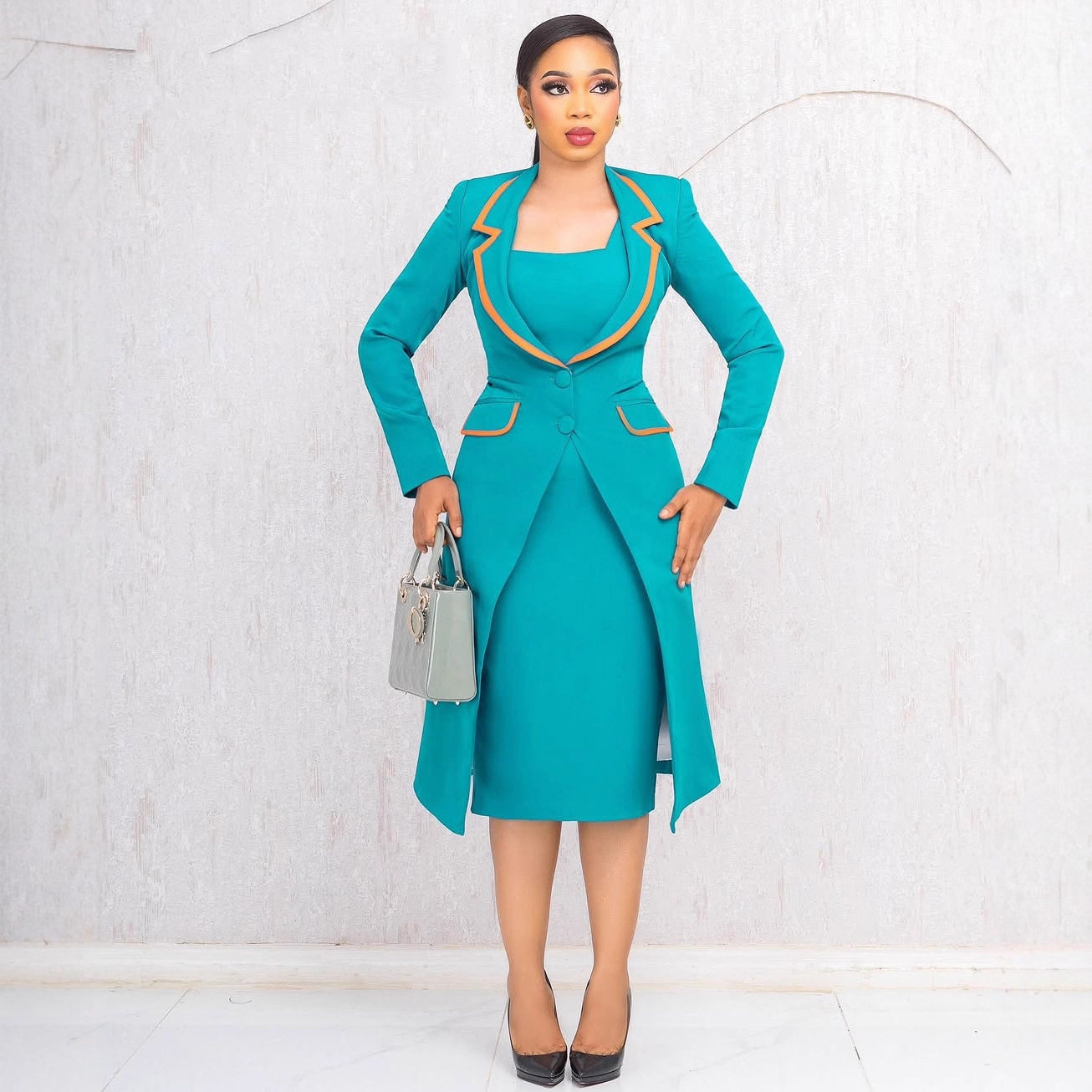 plus size clothes OL 欧美优雅通勤收腰翻领弹力西装背心两件套