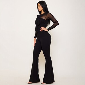 夜店风女装欧美优雅修身弹力网纱拼接连体裤 sexy jumpsuits new