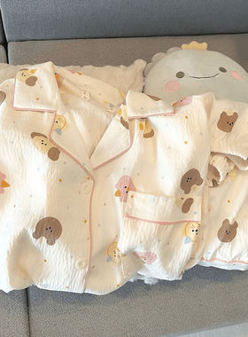 儿童睡衣女童夏季薄款云朵棉中大童可爱卡通可外穿家居服套装ins