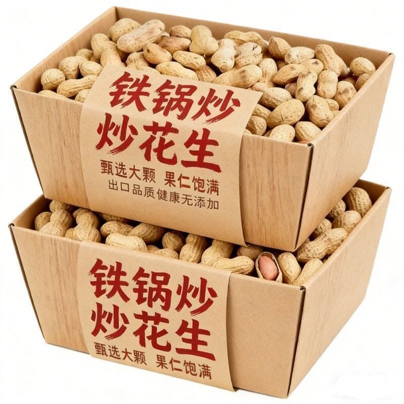 【特惠5斤】农家铁锅炒花生带壳熟原味柴火花生炒货零食休闲食品