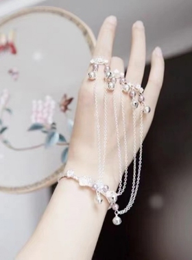 古风铃铛戒指手镯汉服手饰开口镯子中国风宫铃礼物宫廷复古饰品