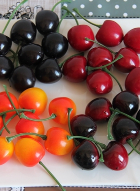 仿真水果模型假樱桃车厘子果蔬食物摆件店铺橱窗家居装饰拍摄道具