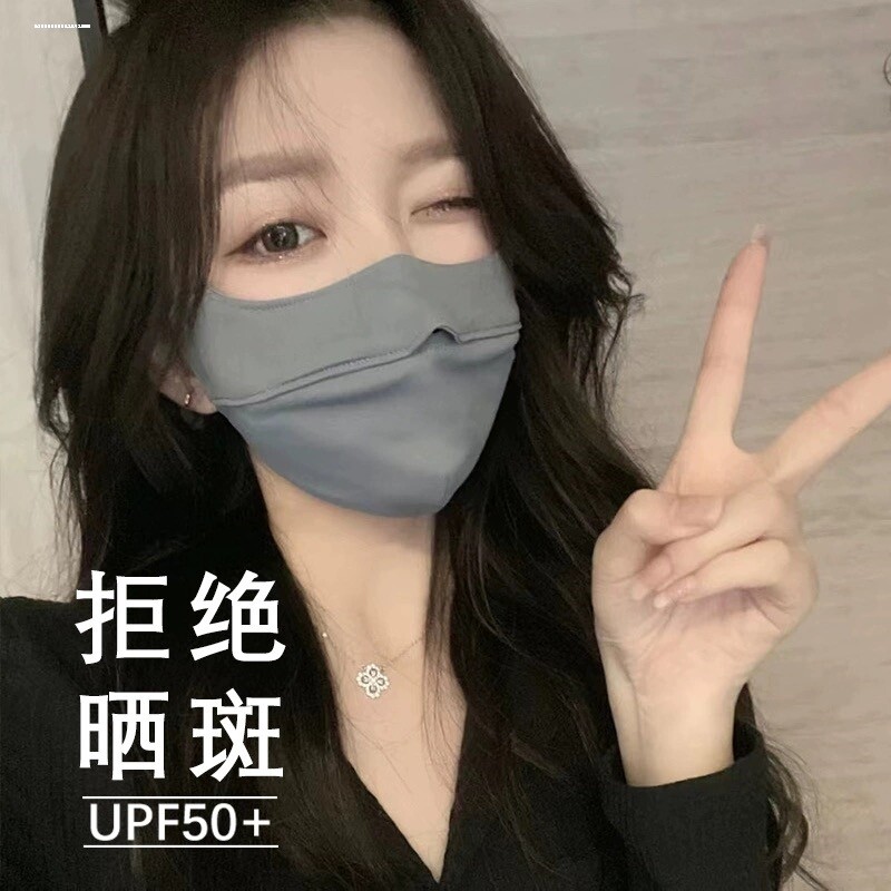 界面冰丝防晒口罩女高颜值防紫外线立体护眼角夏季薄透气遮阳面罩图片