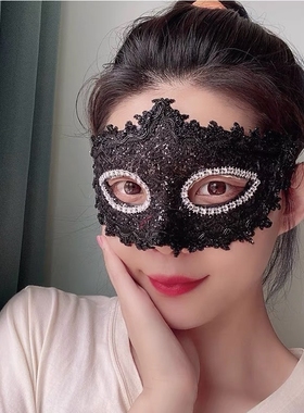 万圣节化妆舞会蕾丝面具成人派对镂空黑色情趣眼罩女公主面具狐狸