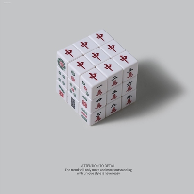 个性diy定制UV打印盲人盲文三阶竞速速拧麻将魔方休闲解压3D玩具