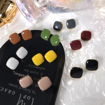 几何图形滴釉耳钉耳钉组合简约小巧一周耳环女