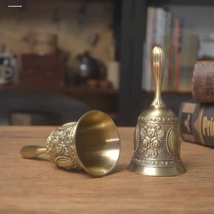 铃铛响声大床头叫醒器复古手摇铜铃摆件婴儿宝宝儿童摇铃玩具