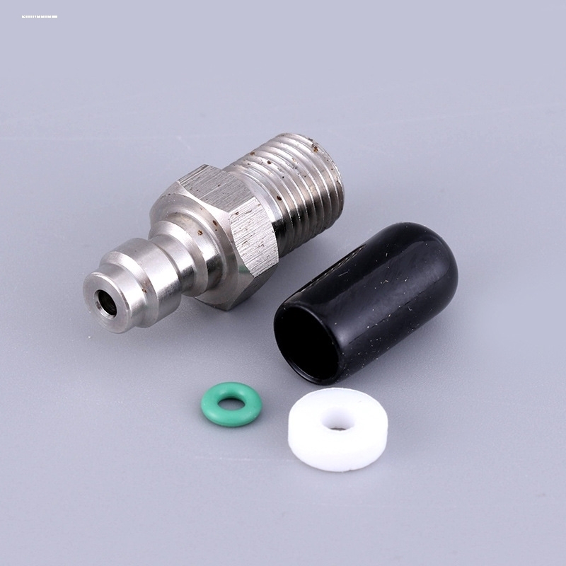 高压8mm快接公头不锈钢带单向阀充气嘴M10*1 螺牙1/8NPT 1/8BSPP