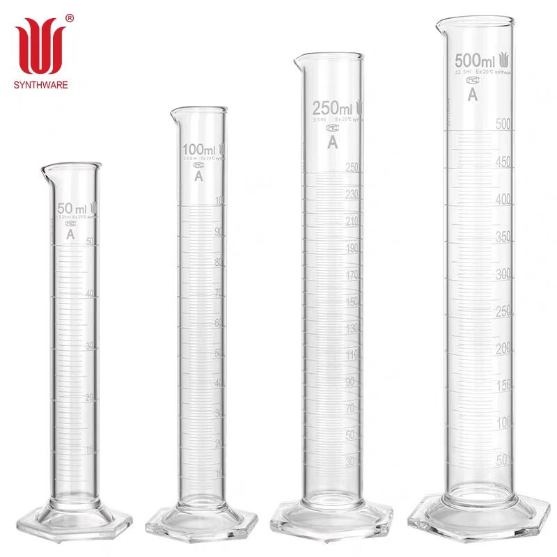 欣维尔SYNTHWARE 六角底座量筒 10mL-2000mL 高硼硅玻璃 F08