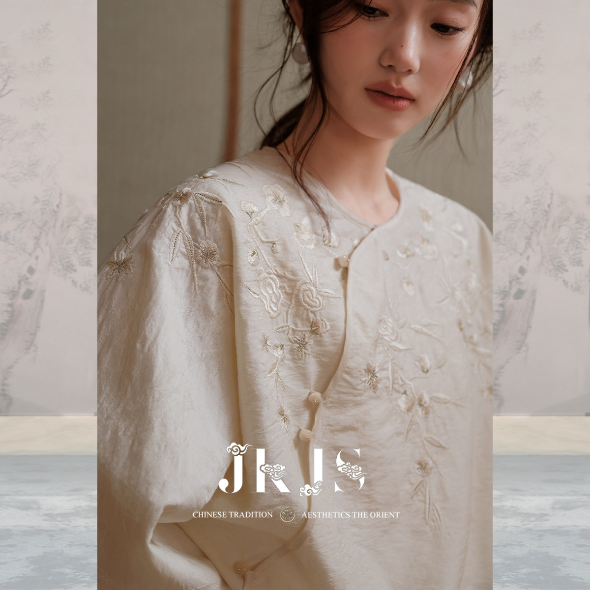 JKJS绣花衬衫宽松春夏