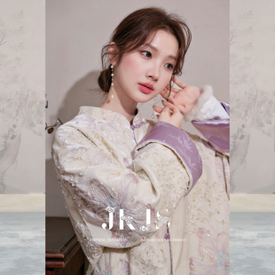 秋冬新中式 JKJS 刺绣丝绒外套女2025新款 满版 盘扣上衣 紫烟绣