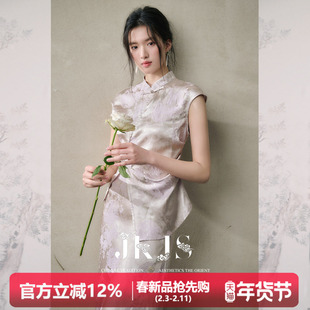 JKJS【花信风】人丝交织提花 盘扣短袖t恤女2026新款新中式上衣