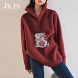 Флисовая зимняя толстовка, осенний демисезонный красный оберег на день рождения, куртка, увеличенная толщина, китайский стиль, коллекция 2022, с вышивкой