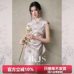 JKJS【花信风】人丝交织提花 盘扣短袖t恤女2026新款新中式上衣