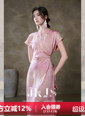 JKJS人丝金丝提花长款连衣裙女