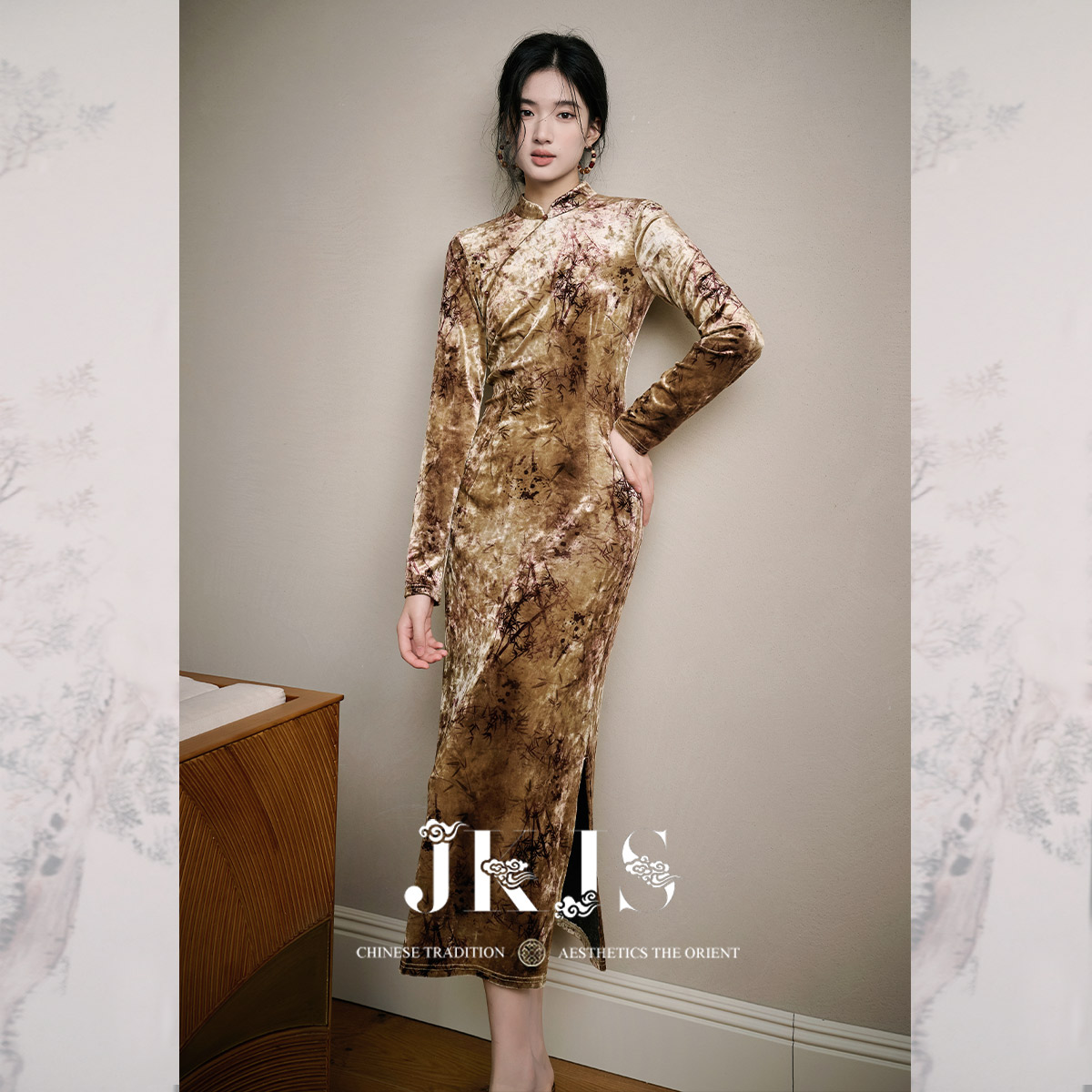 丝绒改良旗袍JKJS长裙