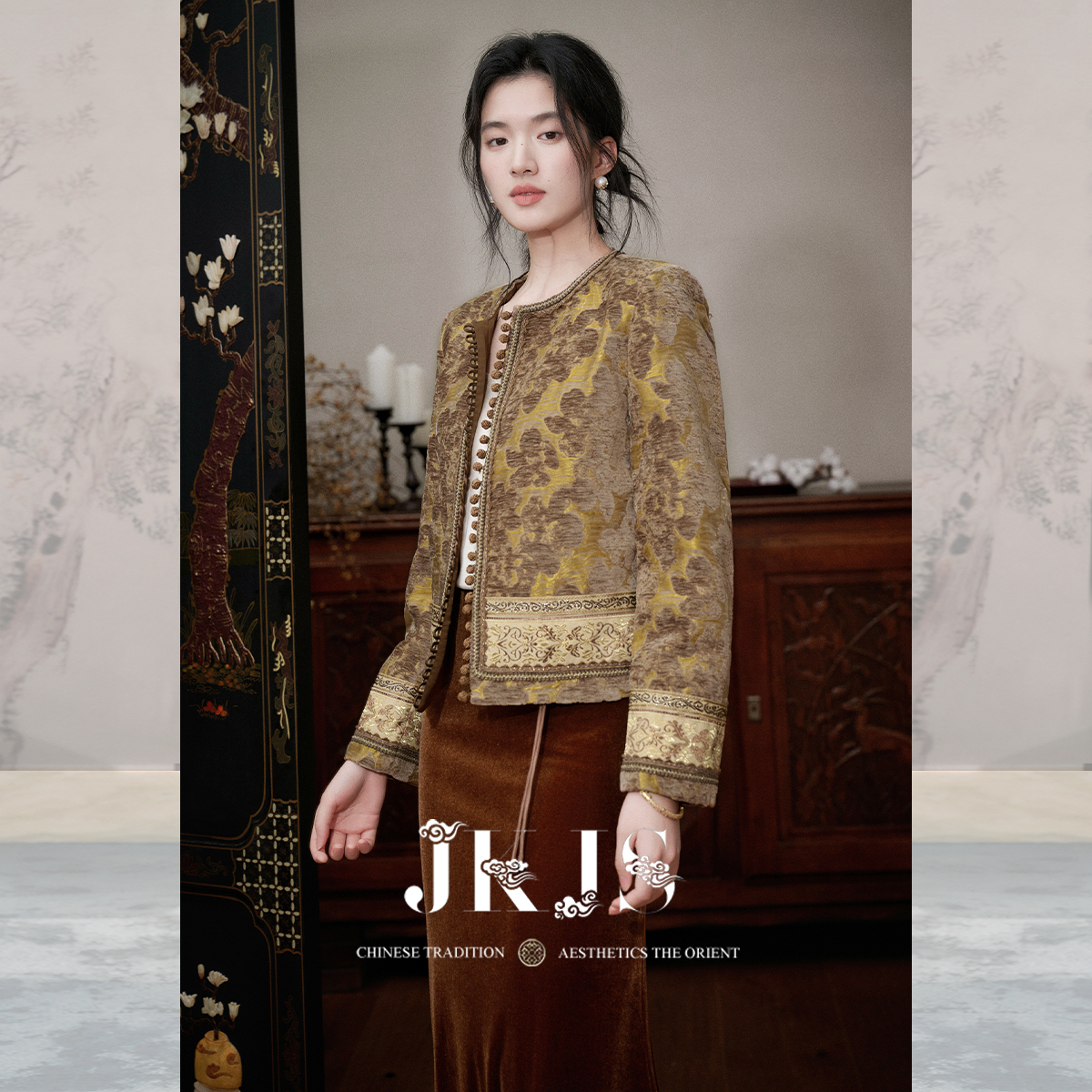 JKJS雪尼尔提花外套女