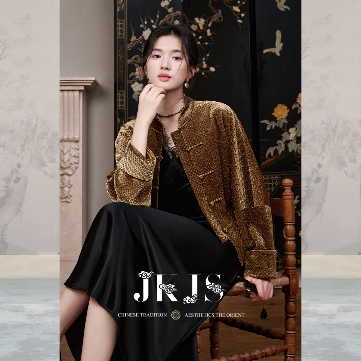 JKJS真丝丝绒满版刺绣厚款外套