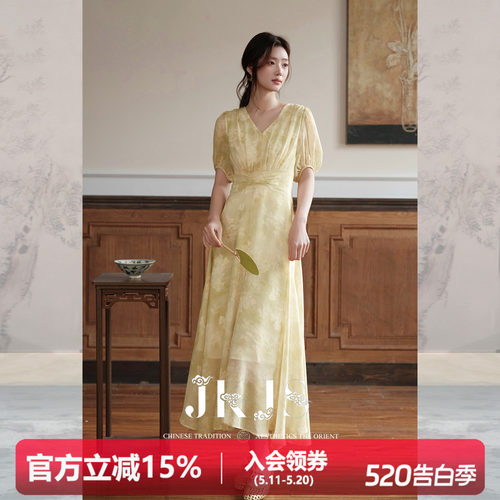 JKJS雪纺纱温柔连衣裙女