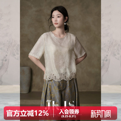 JKJS人丝锦提花短袖女T恤
