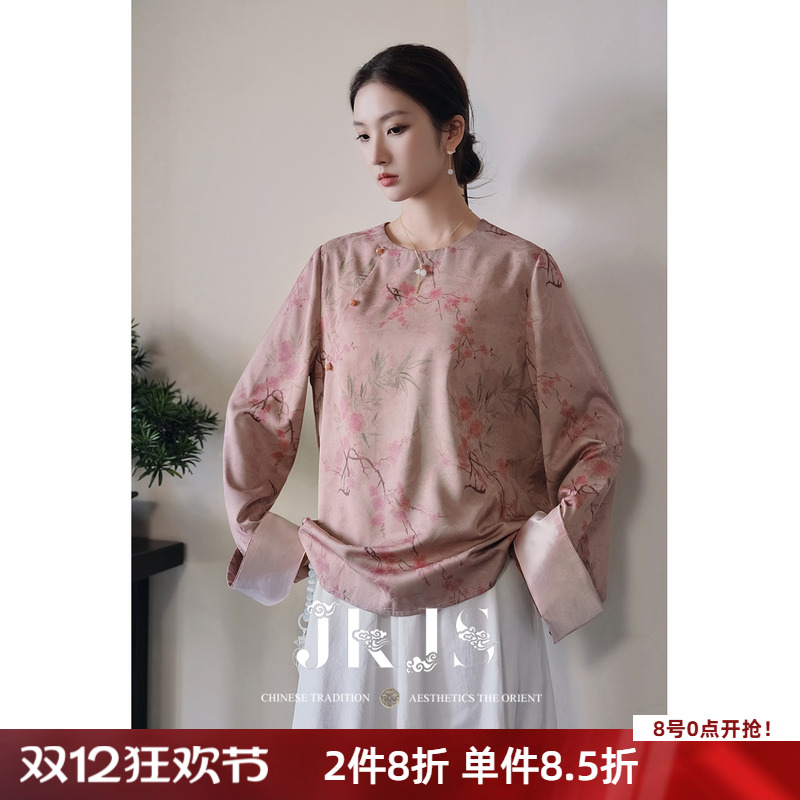 JKJS新中式印花面料宽松衬衫