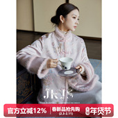 秋冬新中式 JKJS冬季 国风棉服加厚夹棉外套2025新款 刺绣盘扣棉衣